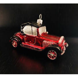 Automobile d'epoca rossa - Decorazioni in vetro fatte a mano