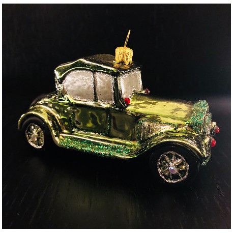 Automobile d'epoca verde - Decorazioni in vetro fatte a mano