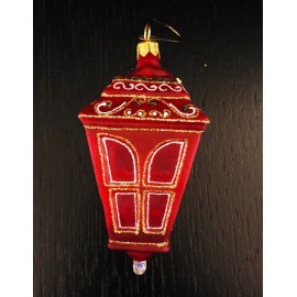 Lanterna rossa - Decorazione in vetro fatta a mano